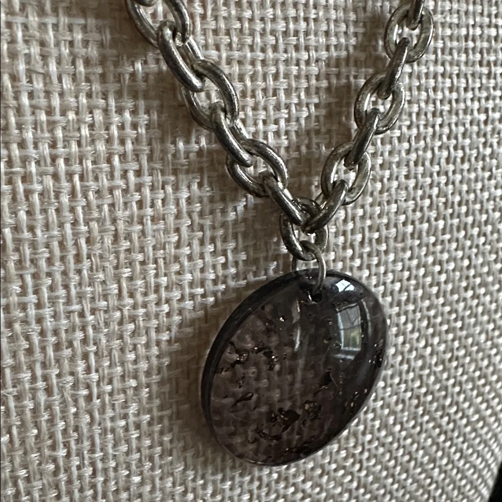 💜🩶 LAILA ROWE Silver-Tone Round Pendant Chain Necklace - Women's Jewelry purple